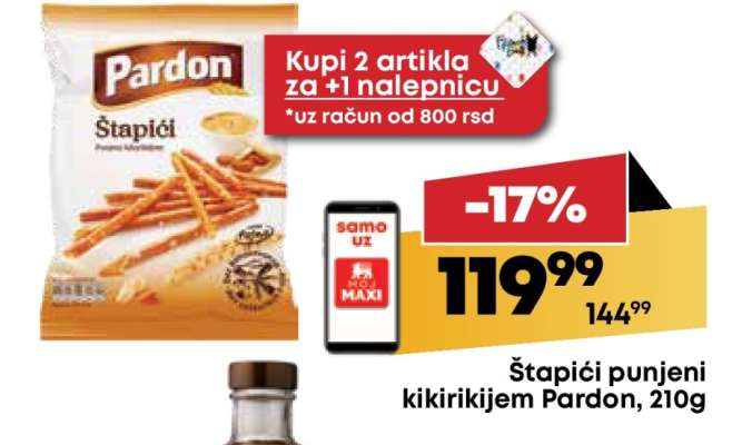 Štapići punjeni kikirikijem Pardon , 210g