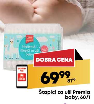 Štapići za uši Premia baby, 60/1