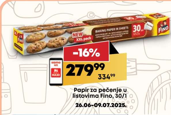 Papir za pečenje u listovima Fino 30/1