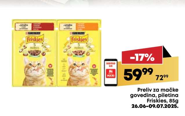 Preliv za mačke govedina , piletina Friskies , 85g