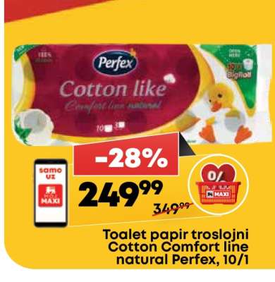 Toalet papir troslojni Cotton Comfort line natural Perfex, 10/1