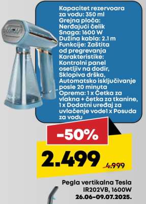 Pegla vertikalna Tesla IR202YB, 1600W