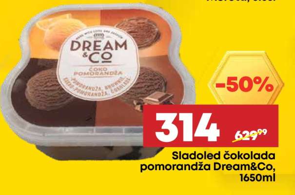 Sladoled čokolada pomorandža Dream&Co, 1650ml