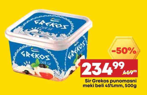 Sir Grekos punomasni meki beli 45%mm, 500g