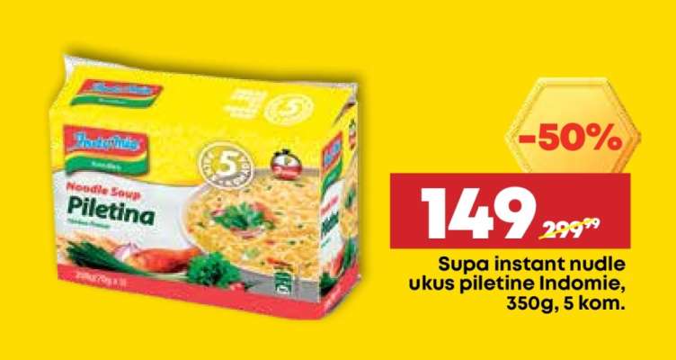 Supa instant nudle ukus piletine Indomie, 350g, 5 kom.