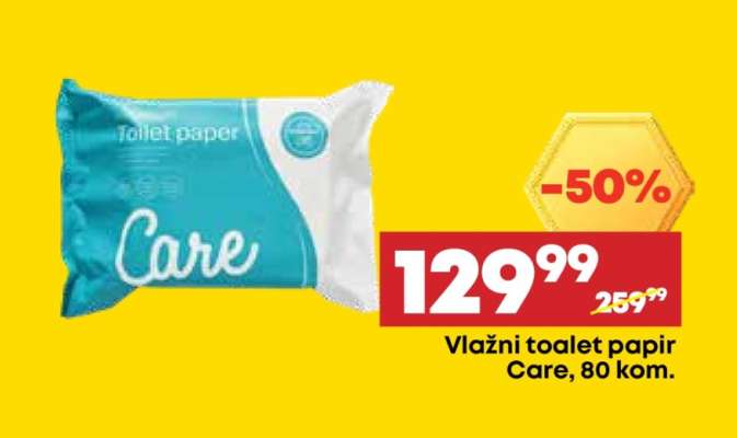 Vlažni toalet papir Care, 80 kom.