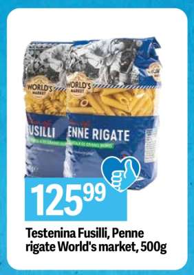 Testenina Fusilli, Penne rigate World's market, 500g