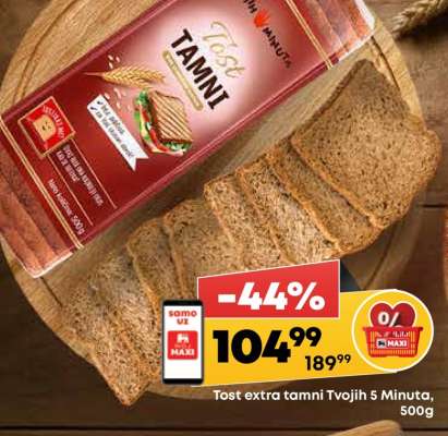 Tost extra tamni Tvojih 5 Minuta 500g