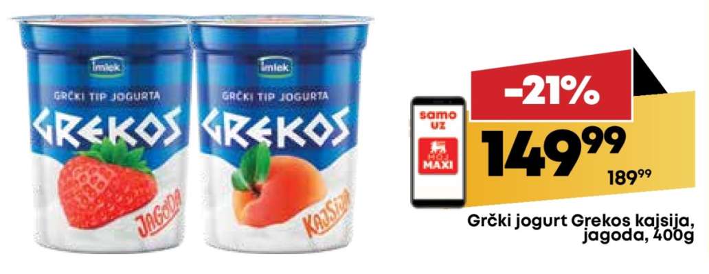 Grčki jogurt Grekos kajsija, jagoda, 400g