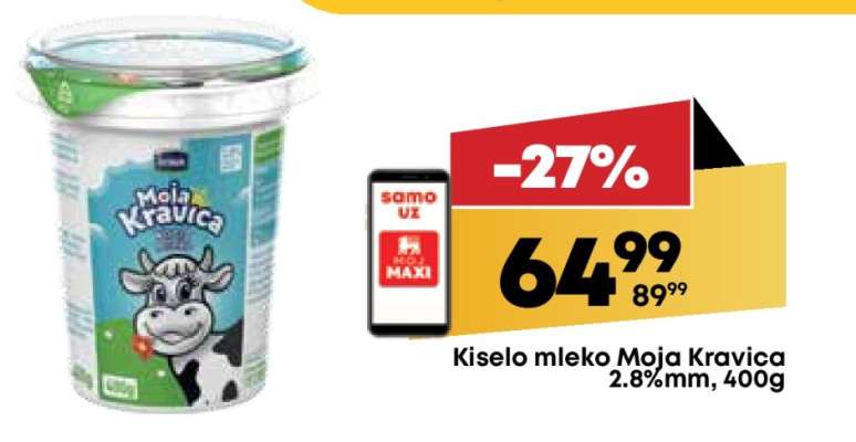 Kiselo mleko Moja Kravica 2.8%mm, 400g