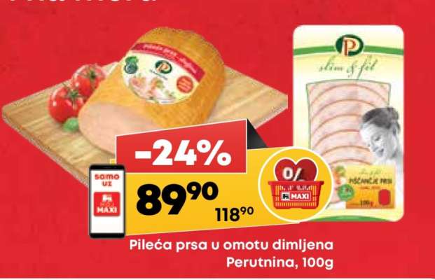 Pileća prsa u omotu dimljena Perutnina, 100g