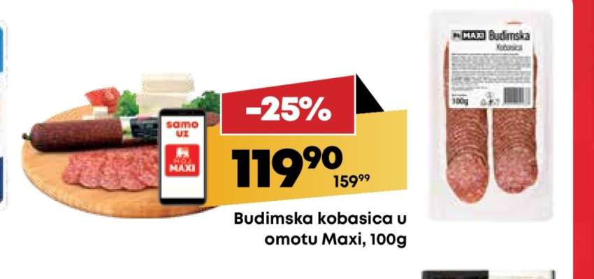 Budimska kobasica u omotu Maxi, 100g