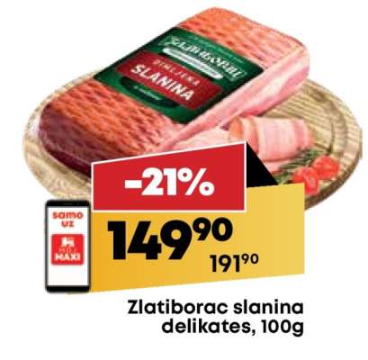 Zlatiborac slanina delikates, 100g