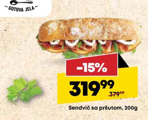 Sendvič sa pršutom, 200g