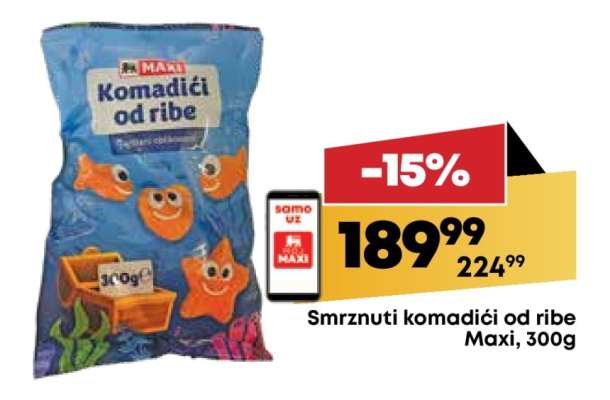 Smrznuti komadići od ribe Maxi 300g