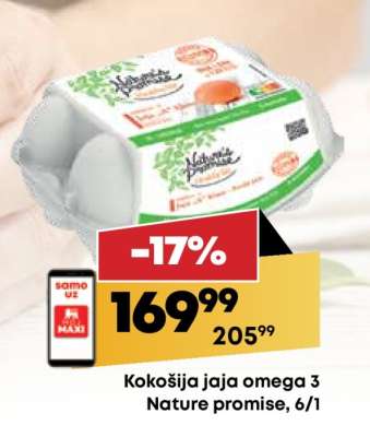 Kokošija jaja omega 3 Nature promise, 6/1