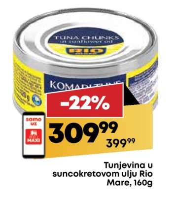 Tunjevina u suncokretovom ulju Rio Mare, 160g