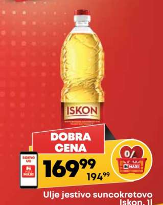 Ulje jestivo suncokretovo Iskon, 1l
