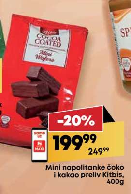 Mini napolitanke čoko i kakao preliv Kitbis, 400g