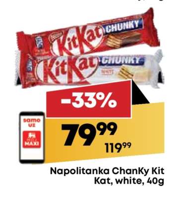 Napolitanka ChanKy Kit Kat, White, 40g