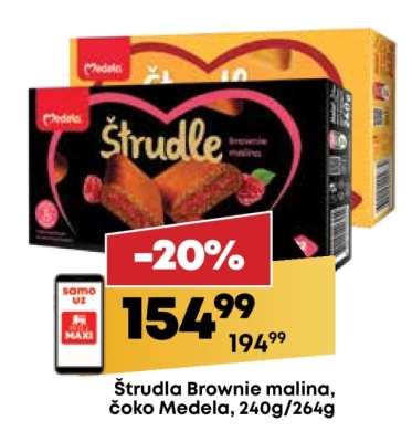 Štrudla Brownie malina, čoko Medela, 240g, 264g