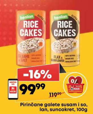 Pirinčane galete susam i so, lan, suncokret, 100g