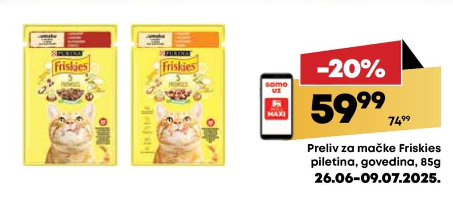 Preliv za mačke Friskies piletina, govedina, 85g