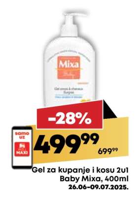 Gel za kupanje i kosu 2u1 Baby Mixa 400ml