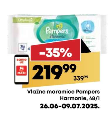 Vlažne maramice Pampers Harmonie, 48/1