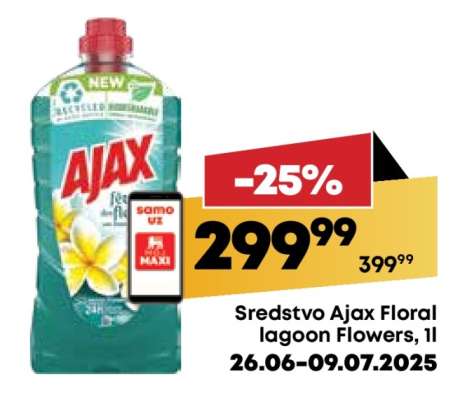 Sredstvo Ajax Floral lagoon Flowers, 1l