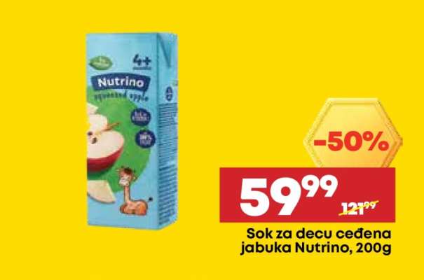 Sok za decu ceđena jabuka Nutrino, 200g
