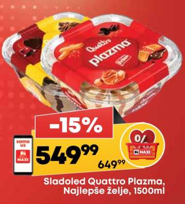 Sladoled Quattro Plazma, Najlepše želje, 1500ml