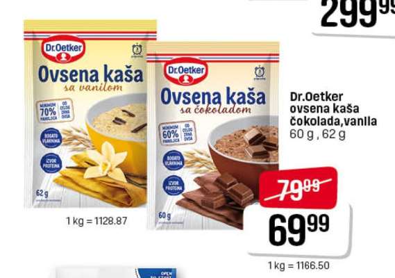 Dr. Oetker ovsena kaša čokolada, vanilla
