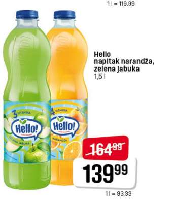 Hello napitak narandža, zelena jabuka