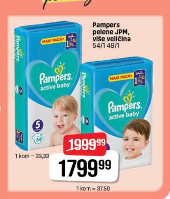 Pampers pelene JPM, više veličina