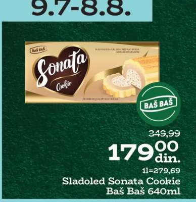 Sladoled Sonata Cookie Baš Baš 640ml