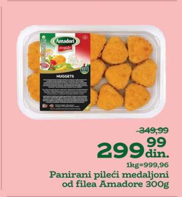 Panirani pileći medaljoni od filea Amadore 300g