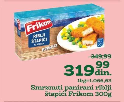Smrznuti panirani riblji štapići Frikom 300g