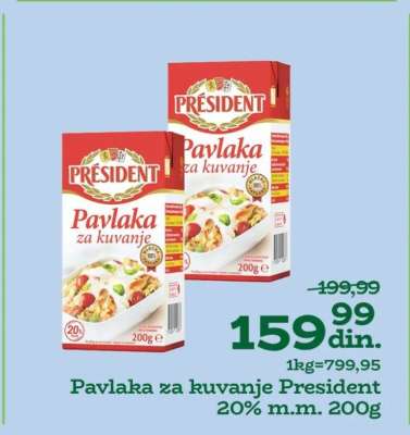 Pavlaka za kuvanje President 20% m.m. 200g