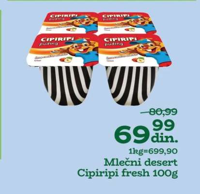 Mlečni desert Cipiripi fresh 100g