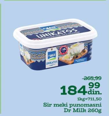 Sir meki punomasni Dr Milk 260g