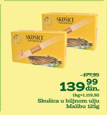 Skušica u biljnom ulju Malibu 125g