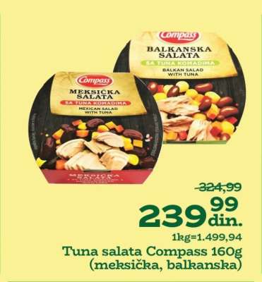 Tuna salata Compass 160g (meksička, balkanska)