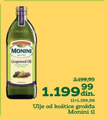 Ulje od koštice grožđa Monini 1l