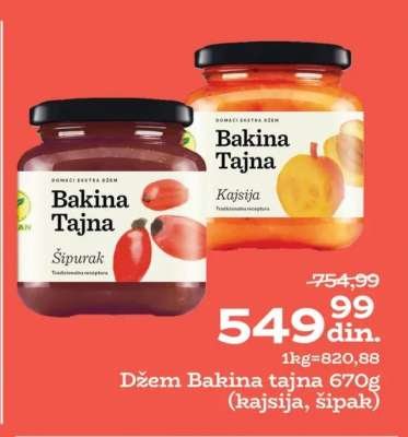 Džem Bakina tajna 670g (kajsija, šipak)
