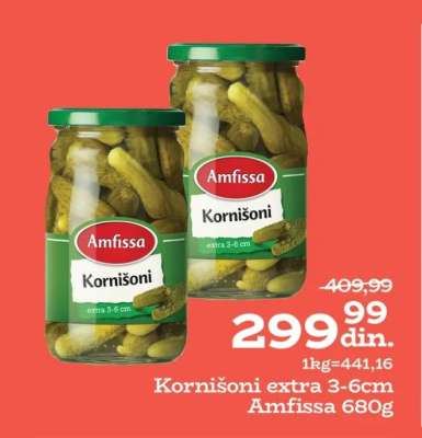Kornišoni extra 3-6cm Amfissa 680g
