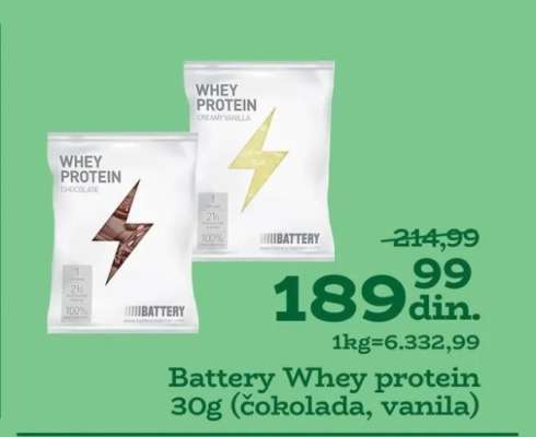 Battery Whey protein 30g (čokolada, vanila)