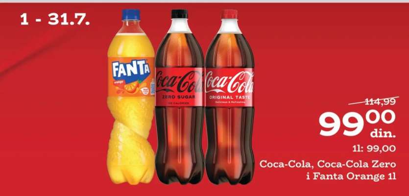 Coca-Cola, Coca-Cola Zero i Fanta Orange 1l