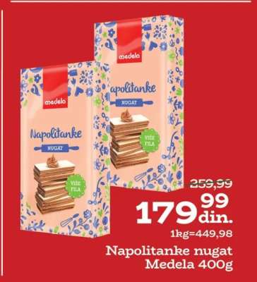 Napolitanke nugat Medela 400g