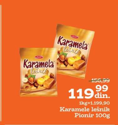 Karamela lešnik Pionir 100g